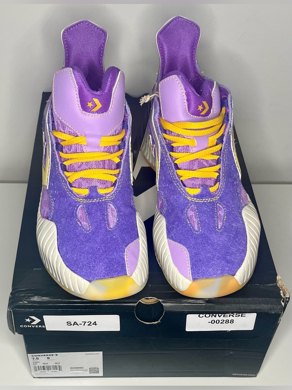 Converse Purple and Yellow Retro Low-Top Sneakers